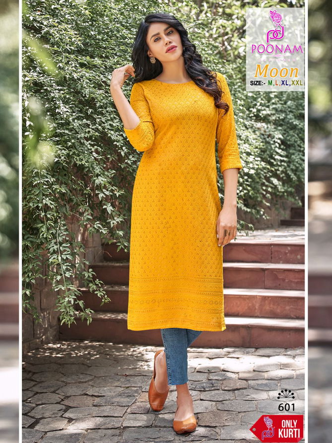 Poonam Moon 601 Series Designer Kurtis Catalog
